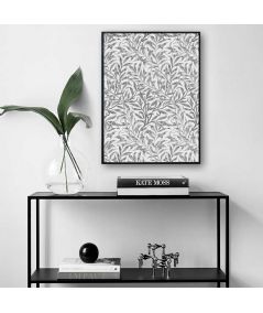 Plakat czarno biały vintage - William Morris - Szare liście wierzby