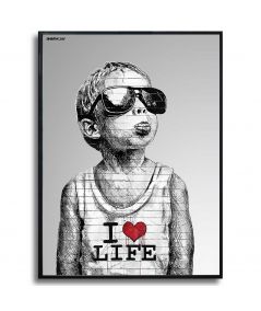 Plakat chłopiec w ramie - Banksy - Boy I love life