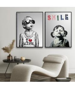 Plakat chłopiec w ramie - Banksy - Boy I love life