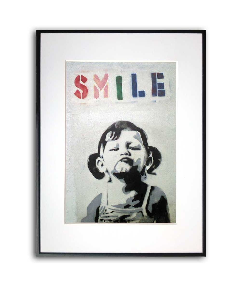 Plakat Banksy na ścianę - Smile (Uśmiech)