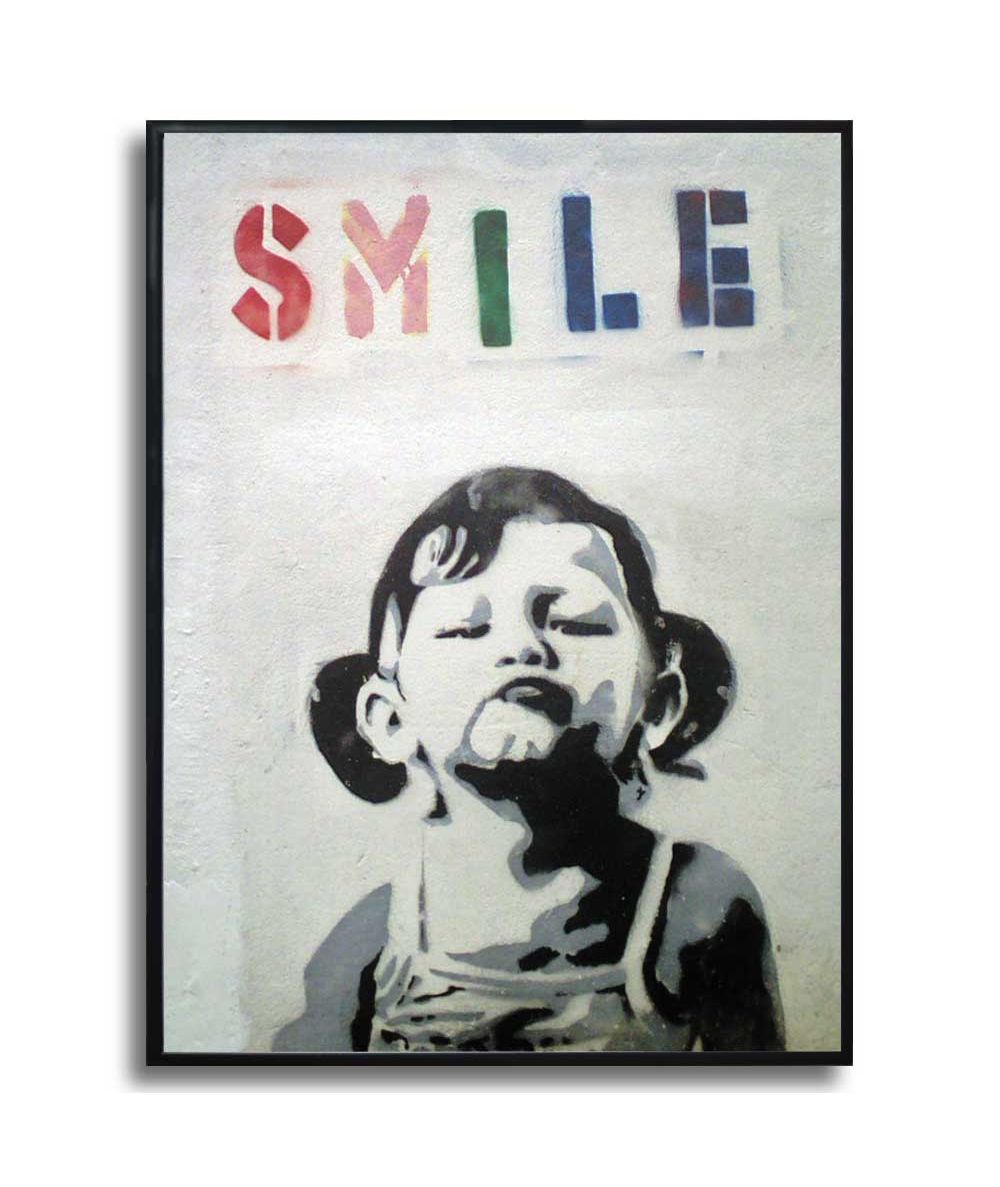Plakat Banksy w ramce - Smile (Uśmiech)
