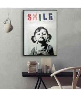 Plakat Banksy w ramce - Smile (Uśmiech)