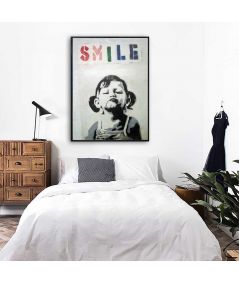 Plakat Banksy w ramce - Smile (Uśmiech)