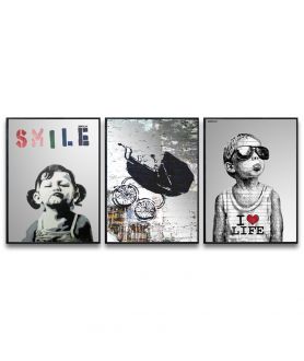 Banksy 3 plakaty w ramie