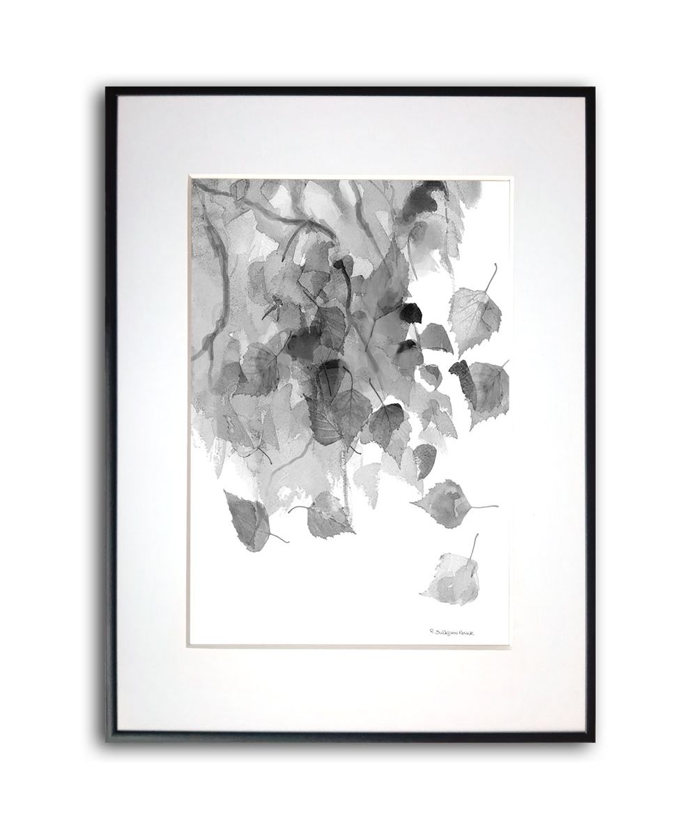 Plakat boho - Spadające liście brzozy
