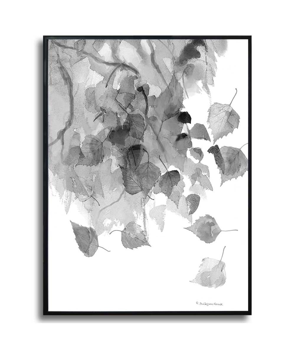 Plakat liście akwarela - Spadające liście brzozy