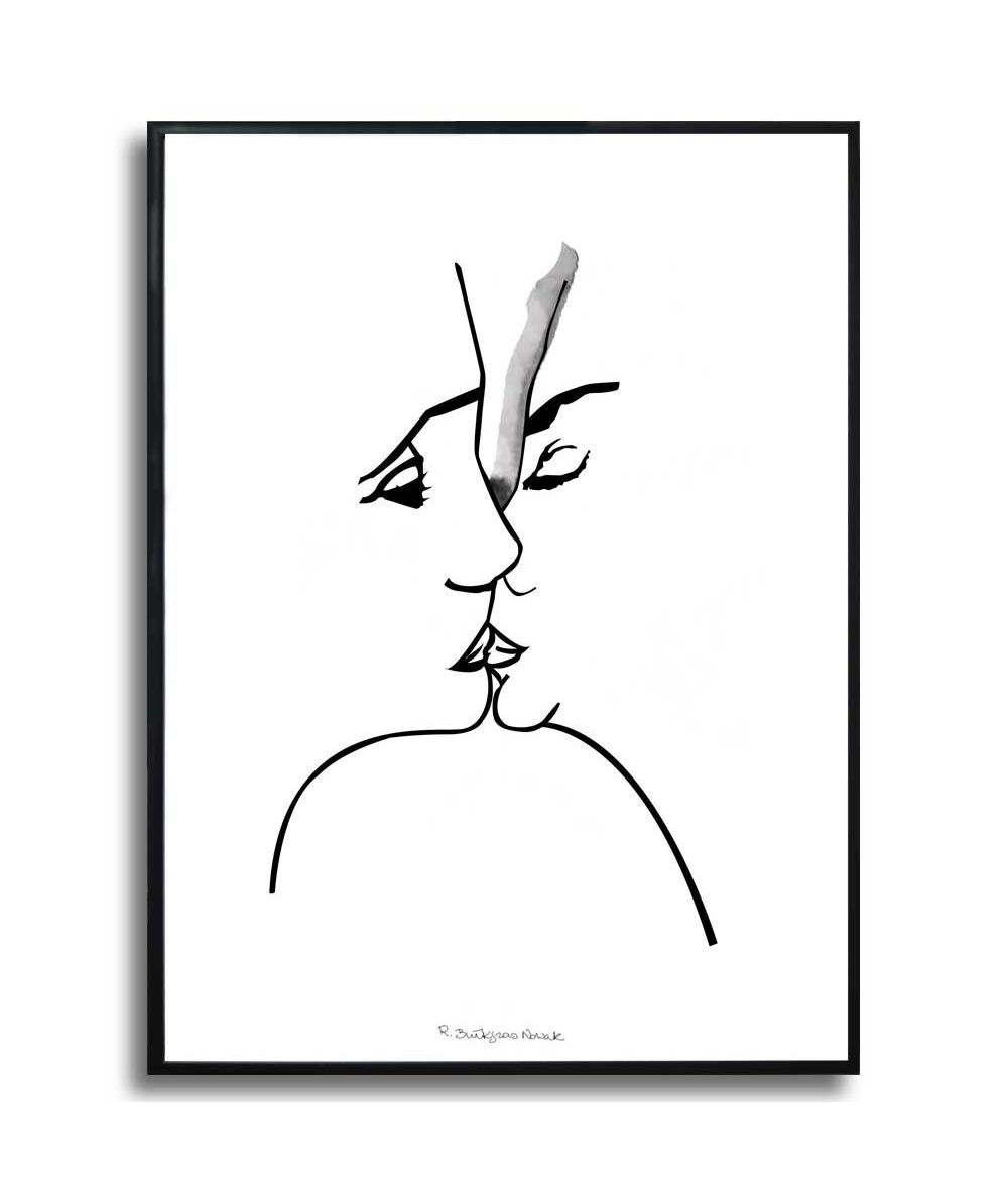 Plakat z twarzą - Grafika pocałunek 3