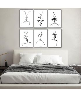 Nowoczesne grafiki do sypialni - Inspiracje (plakaty 6 sztuk)