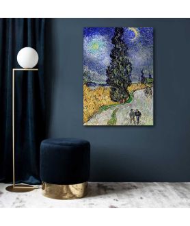 Obrazy na ścianę - Van Gogh obraz na płótnie - Droga z cyprysem i gwiazdą