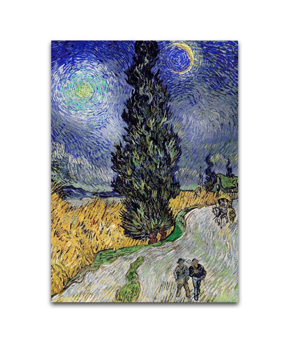 Obrazy na ścianę - Van Gogh obraz na płótnie - Droga z cyprysem i gwiazdą