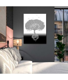 Obrazy na ścianę - Obraz czarno biały z drzewem - Rosnę dla ciebie