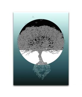 Obrazy na ścianę - Obraz grafika z drzewem - Między dniem a nocą