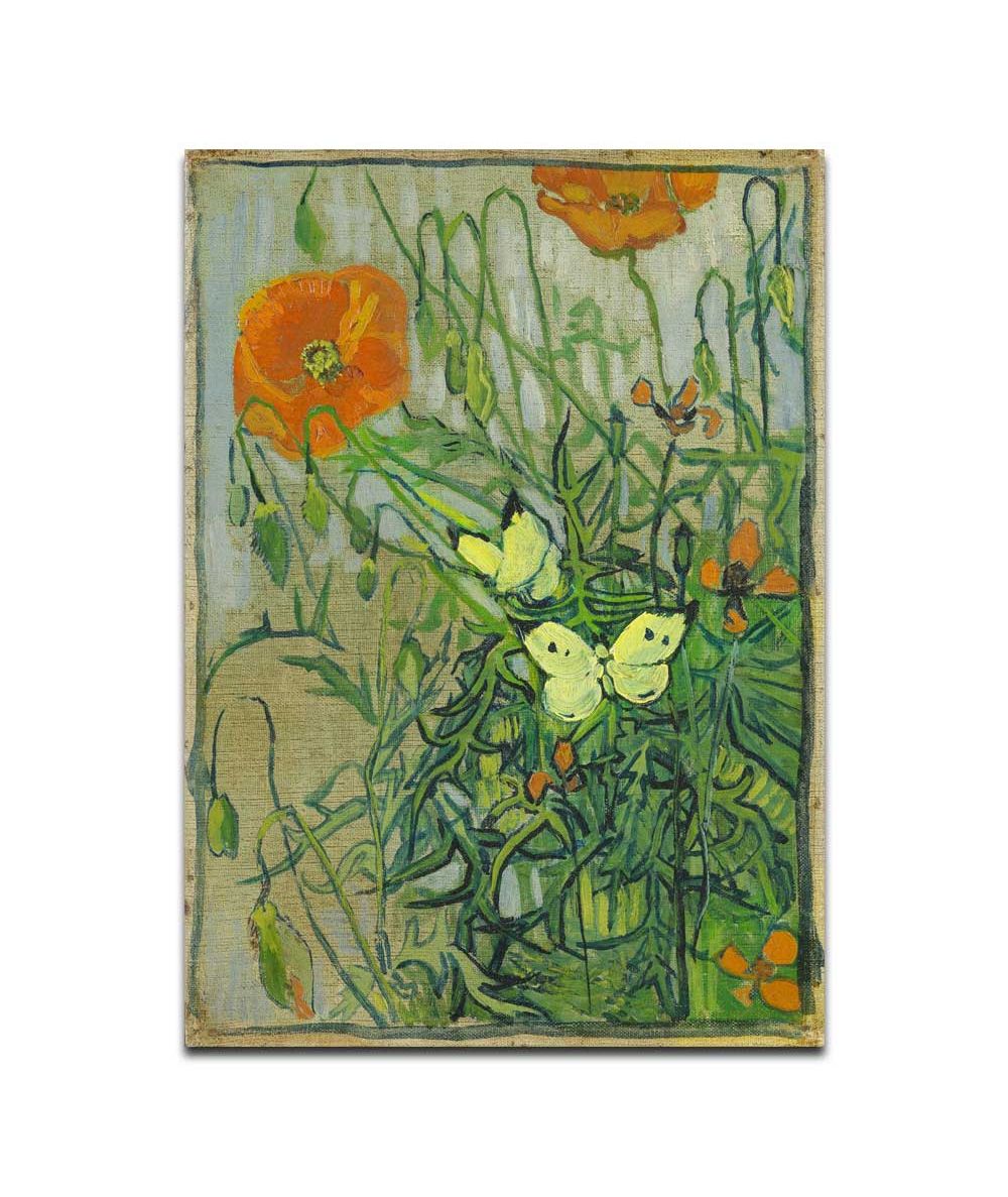 Obrazy na ścianę - Obraz Gogh na płótnie - Maki i motyle
