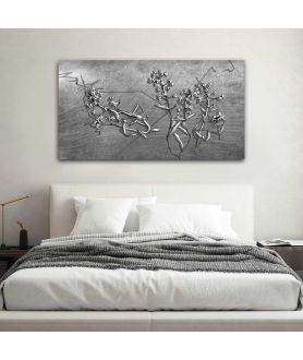 Obrazy na ścianę - Srebrny obraz na ścianę Srebrne kwiaty