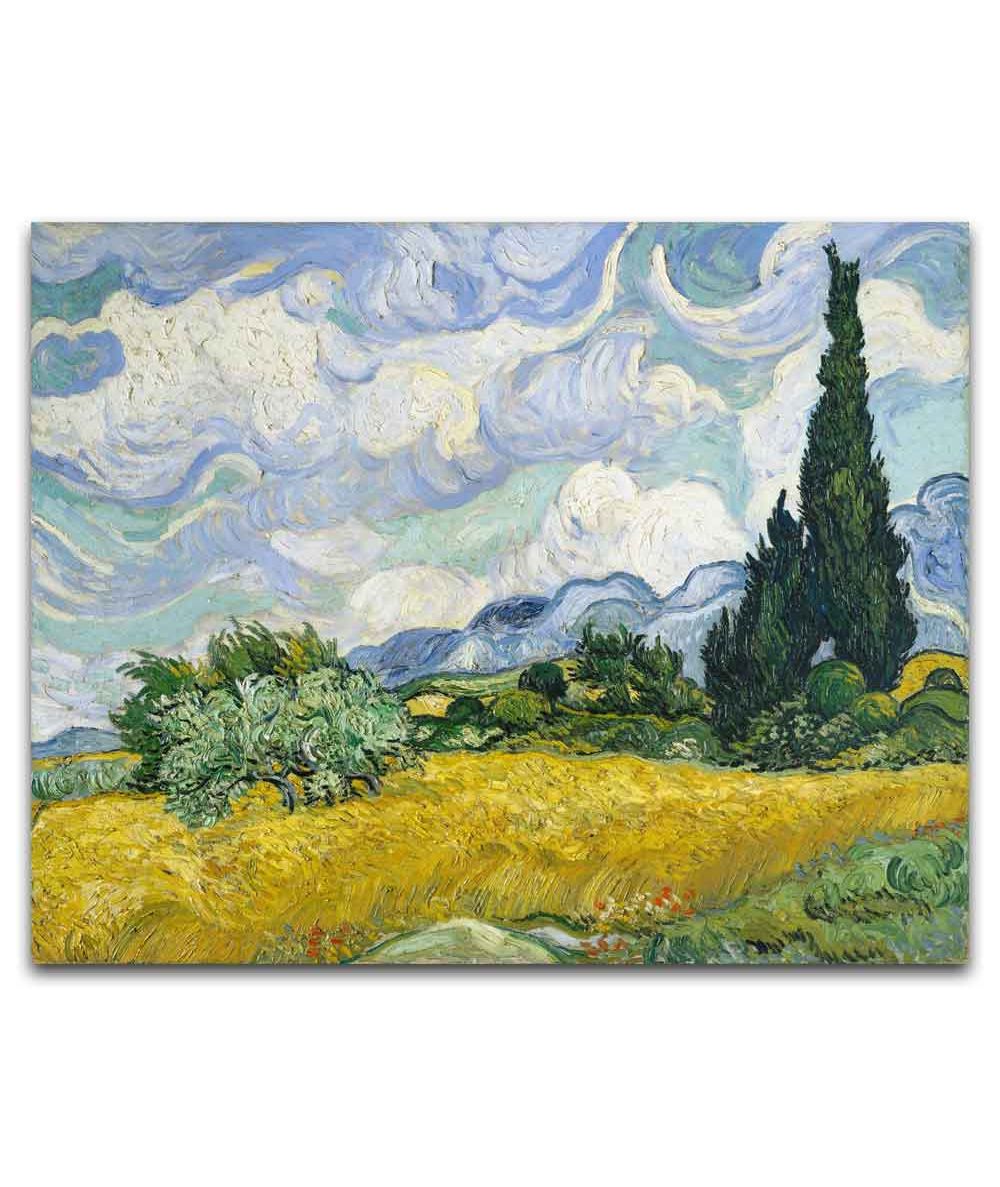 Obrazy na ścianę - Vincent van Gogh obraz - Pole pszenicy z cyprysami