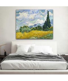 Obrazy na ścianę - Vincent van Gogh obraz - Pole pszenicy z cyprysami