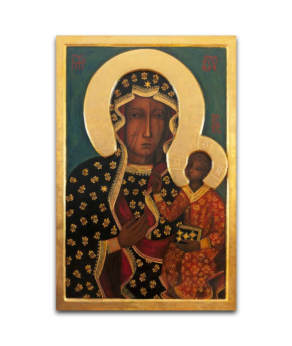 Obrazy na ścianę - Obraz Czarnej Madonny Matki Boskiej Częstochowskiej (2 - drukowana rama)