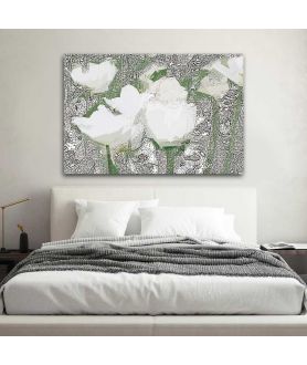 Obrazy na ścianę - Grafika obraz Białe tulipany (1-częściowy) szeroki