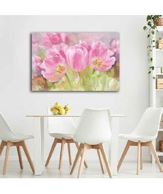 Obrazy kwiaty - Obraz kwiaty na płótnie Różowe tulipany