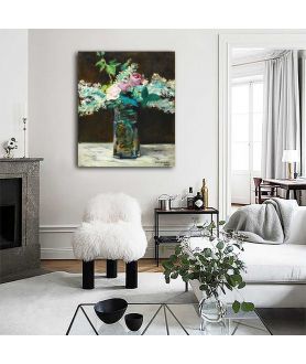 Obrazy na ścianę - Obraz na płótnie Maneta - Wazon z różami i białymi bzami