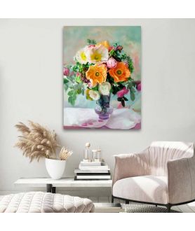 Obrazy na ścianę - Obraz kwiaty róże Bukiet w wazonie, obraz na ścianę