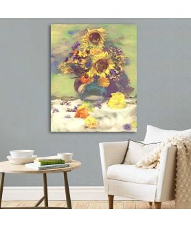 Obrazy na ścianę - Obraz martwa natura ze słonecznikami Kwiaty dla Dalego
