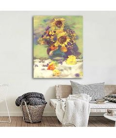 Obrazy na ścianę - Obraz martwa natura ze słonecznikami Kwiaty dla Dalego