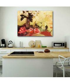 Obrazy na ścianę - Martwa natura wazon z kwiatami i owocami