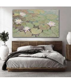 Obrazy na ścianę - Obraz kwiaty Lilie na wodzie (1-częściowy) szeroki