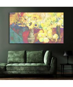 Obrazy na ścianę - Martwa natura obraz Słoneczniki i cytryny