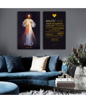 Obrazy religijne - Obrazy religijne na płótnie (dyptyk) - Hymn o miłości, Jezu ufam Tobie