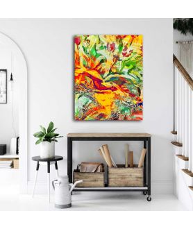 Obrazy na ścianę - Obraz kolorowa abstrakcja Tulipany wielobarwne (1-częściowy) pionowy