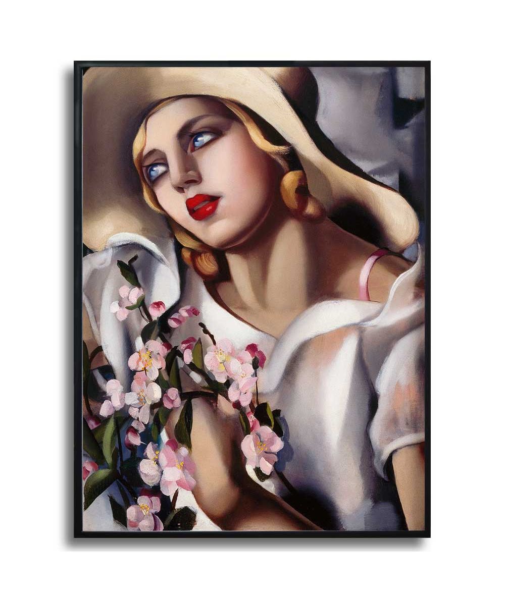 Plakat w ramie - Tamara Łempicka - Słomkowy kapelusz