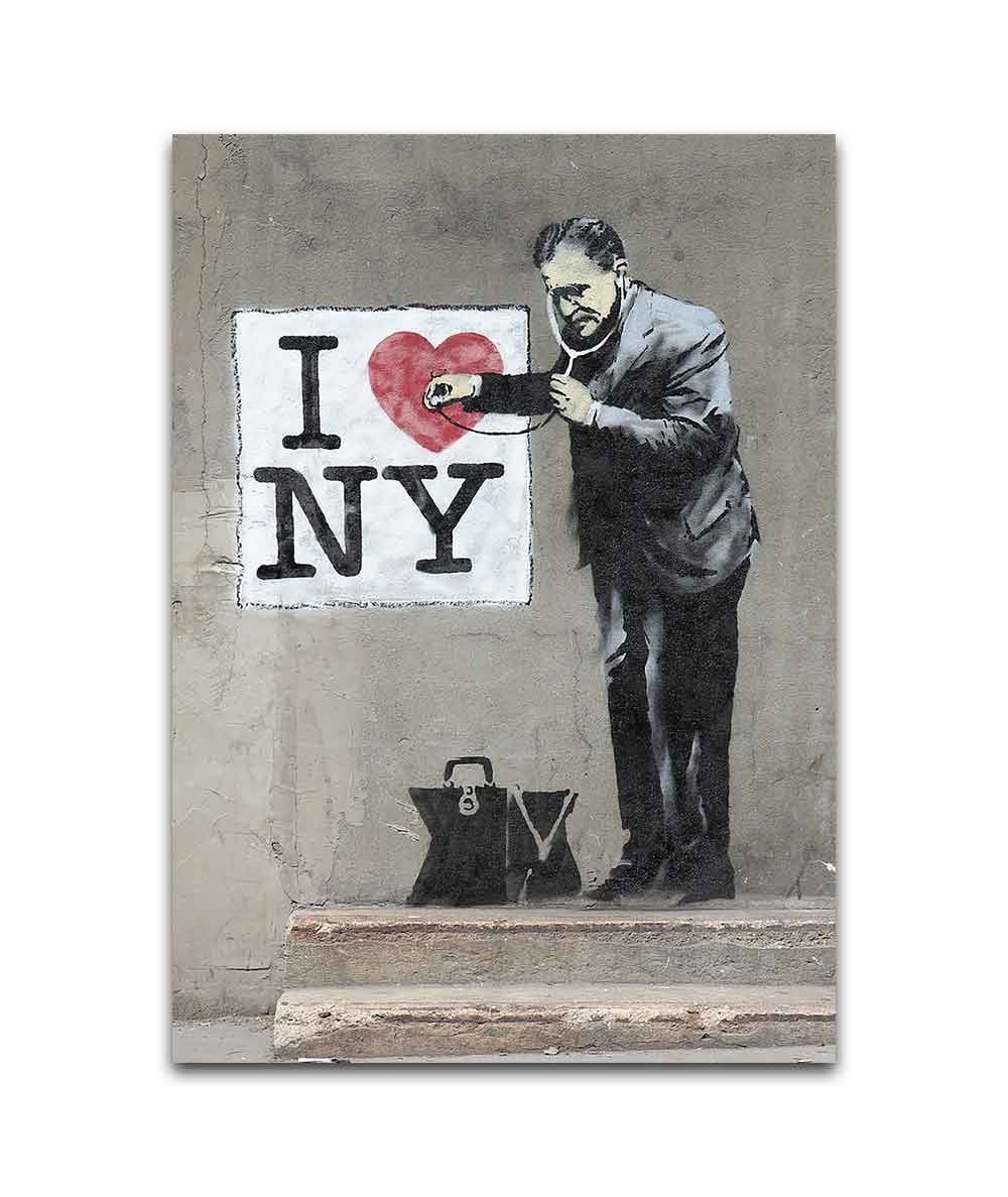 Obrazy na ścianę - Obraz graffiti drukowane - Banksy - I love NY doctor