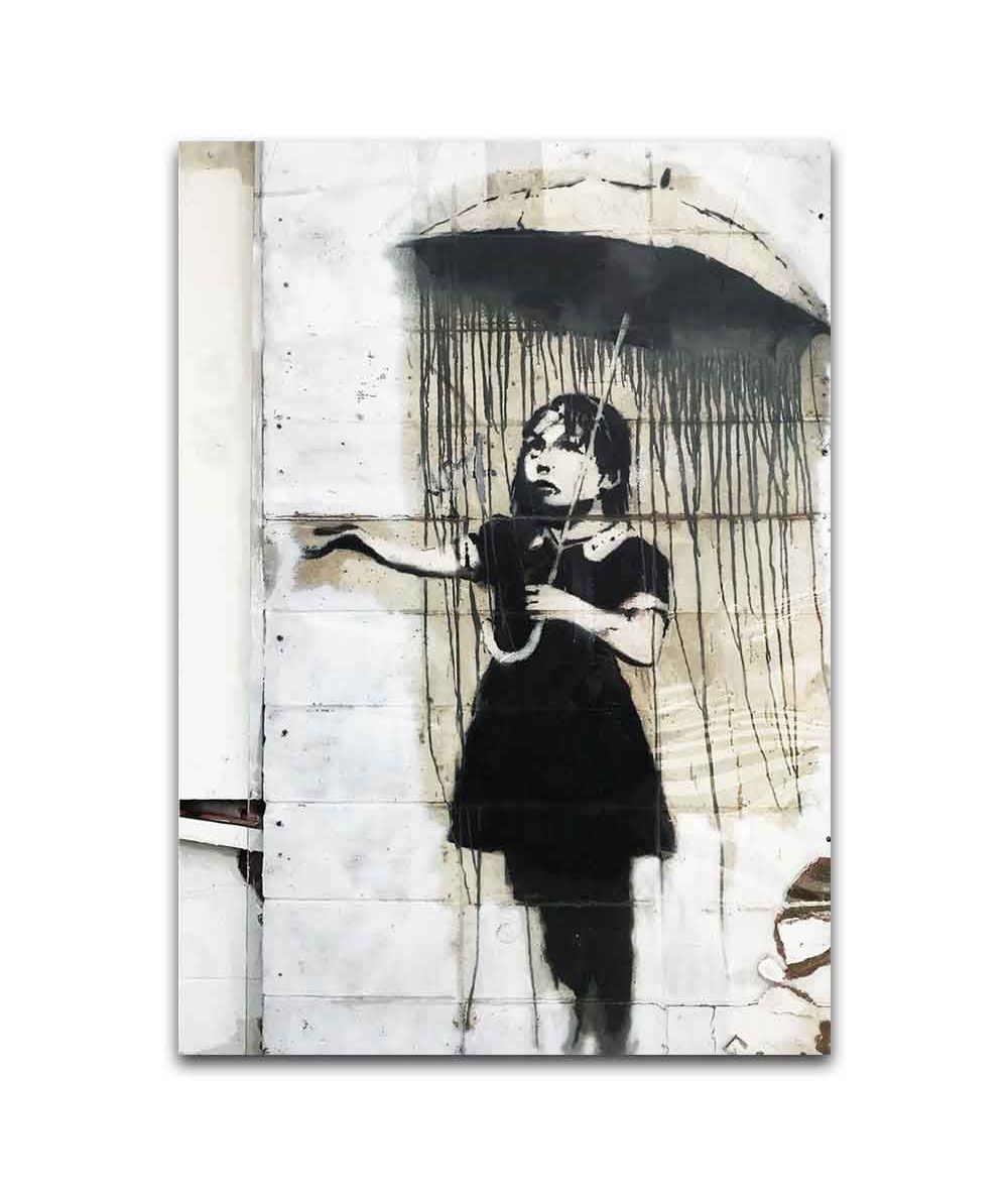 Obrazy na ścianę - Obraz na płótnie - Banksy - Dziewczynka z parasolką graffiti