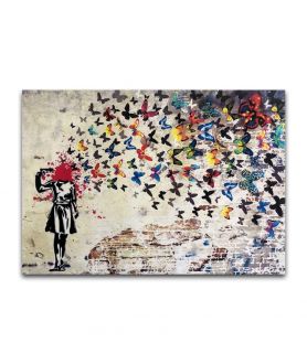 Obrazy na ścianę - Obraz canvas na płótnie - Banksy - Motyle (Butterfly)