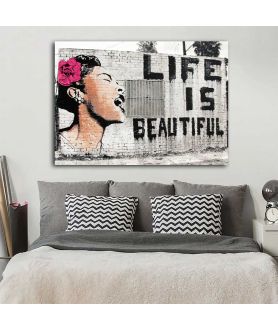Obrazy na ścianę - Obraz do sypialni, salonu - Banksy - Życie jest piękne