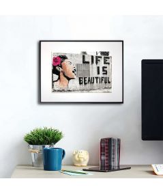 Plakat graffiti - Banksy - Życie jest piękne (Life is beautiful)