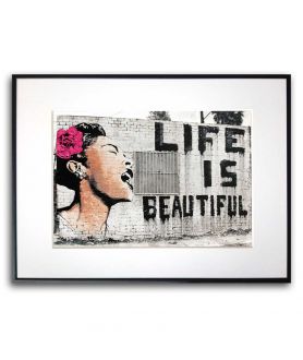Plakat graffiti - Banksy - Życie jest piękne (Life is beautiful)