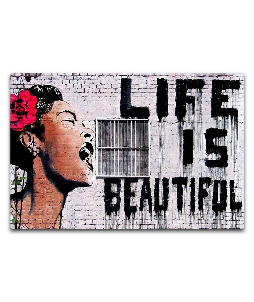Obrazy na ścianę - Obraz na płótnie - Banksy - Life is beautiful
