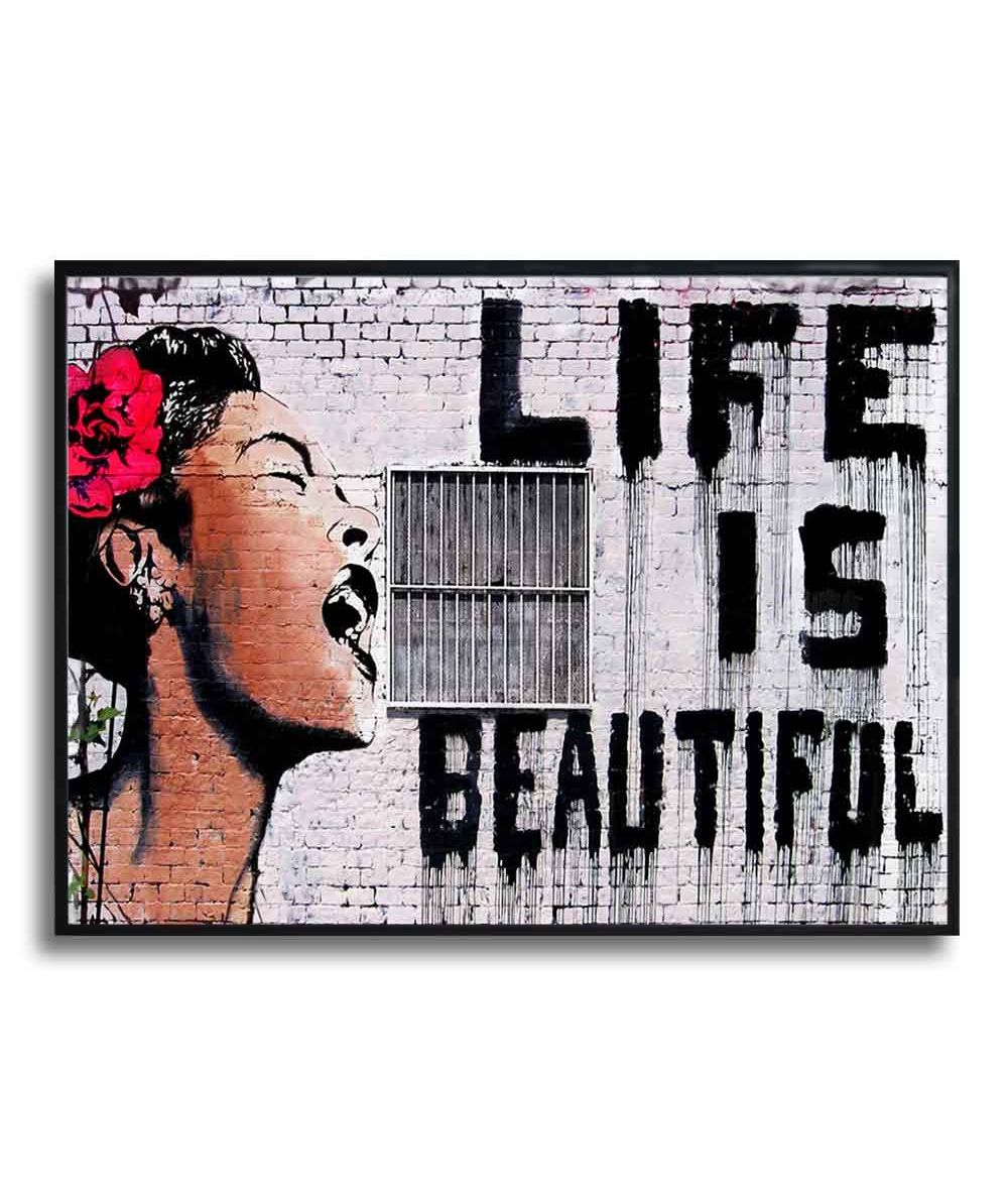 Plakat w ramie - Banksy - Life is beautiful