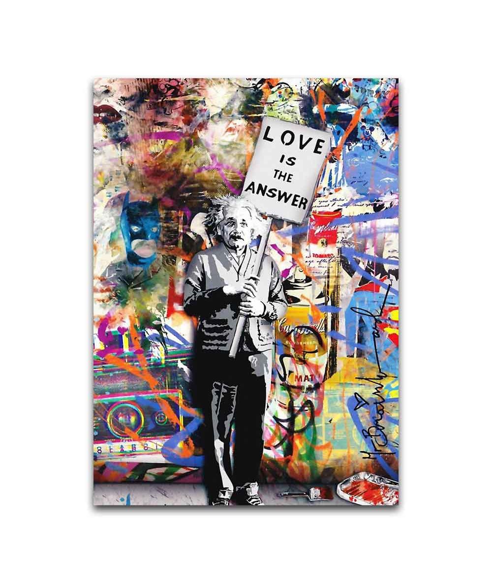 Obrazy na ścianę - Obraz canvas - Banksy Mr. Brainwash - Love is the answer Einstein