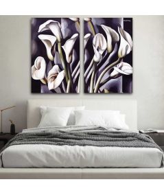 Obrazy na ścianę - Tamara Łempicka obrazy z kwiatami - Kalie (dyptyk)