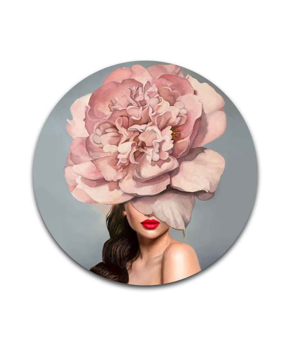 Okrągłe obrazy - Okrągły obraz na ścianę - Słodka Amy z kwiatem