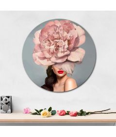Okrągłe obrazy - Okrągły obraz na ścianę - Słodka Amy z kwiatem