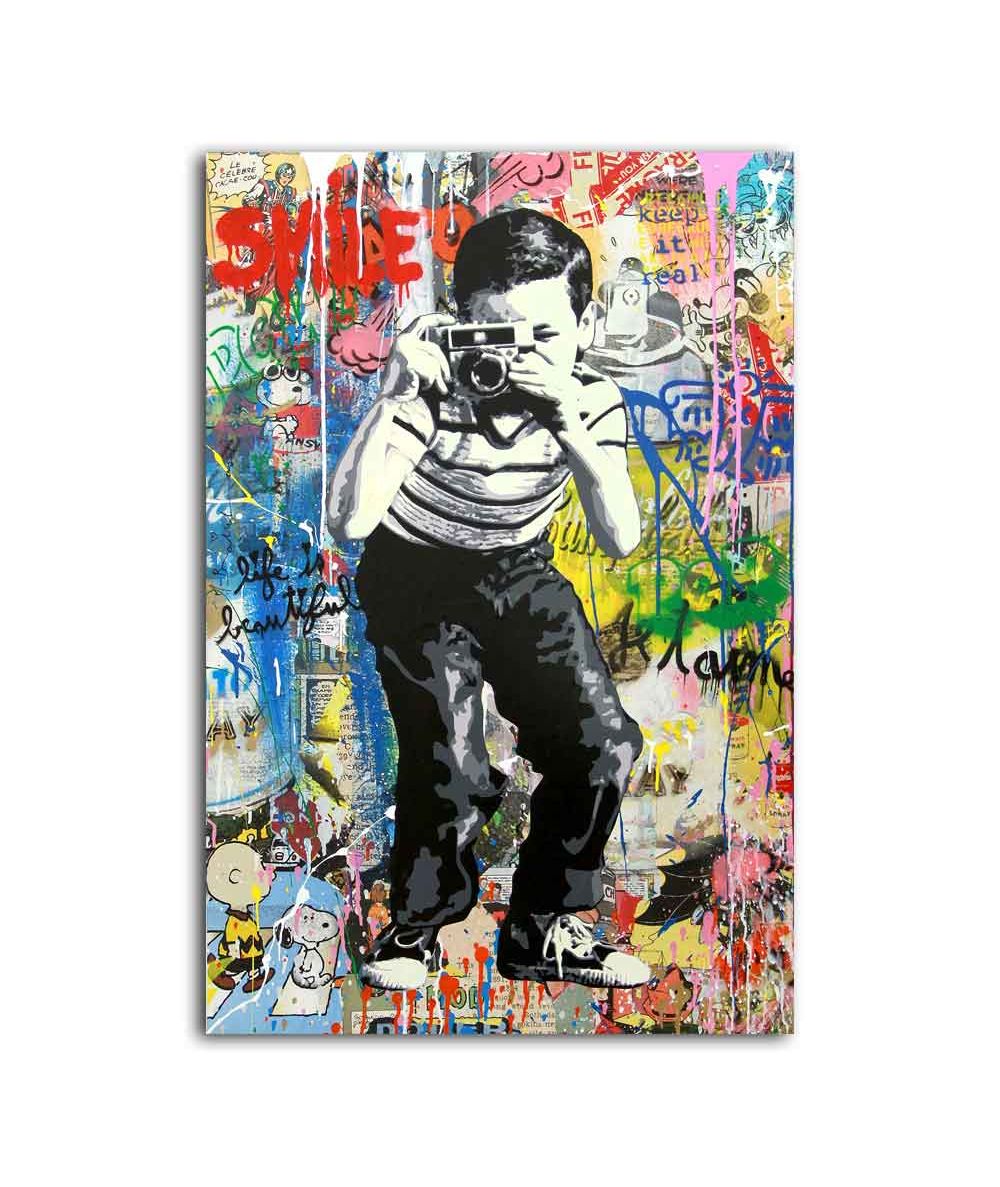Obrazy na ścianę - Obraz Banksy Mr Brainwash - Camera boy graffiti