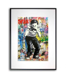 Nowoczesny plakat Banksy Mr Brainwash - Camera boy graffiti