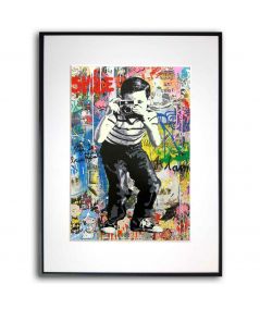 Nowoczesny plakat Banksy Mr Brainwash - Camera boy graffiti