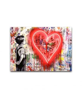 Obrazy na ścianę - Obraz Banksy Mr Brainwash - Red heart graffiti