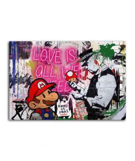 Obrazy na ścianę - Obraz Banksy - Mario's mushrooms Love is all we needs